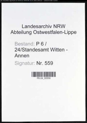 Sterberegister Standesamt Witten-Annen