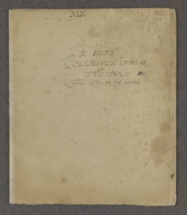 [Johann Wolf: Collegium ethicum in Ethicam]