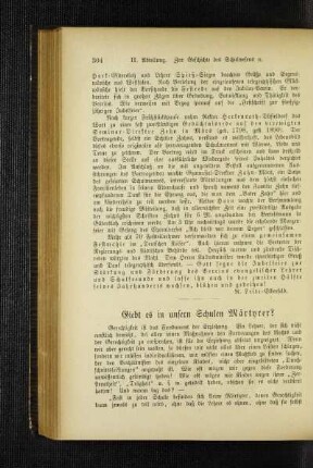 Giebt es in unsern Schulen Märtyrer?