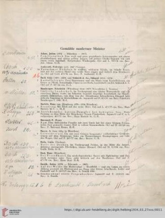 Gemälde moderner Meister (Nr. 1-108)