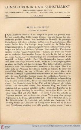 Neue Folge 31 = Jahrgang 55: Breslauer Brief