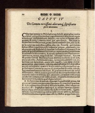 Caput IV De Cometae novissimi aliorumq[ue] significatu porro decernens