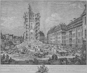 Das zerstörte Dresden - Kreuzkirche : Kreuzkirche, Canaletto, 1763