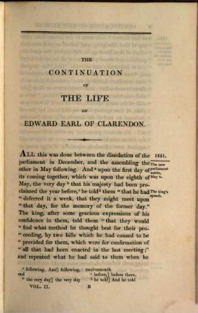 The Life of Edward Earl of Clarendon, Lord High Chancellor of England, and Chancellor of the University of Oxford : in which is included a Continuation of his "History of the grand Rebellion", 2