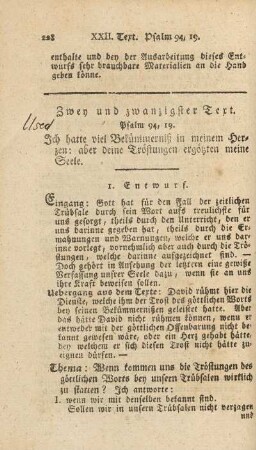 Zwey und zwanzigster Text