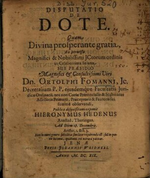 Disputatio De Dote