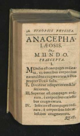 Anacephalaeosis. De Mundo.