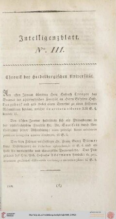 Intelligenzblatt Nro. III