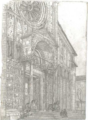 Wach, Hugo; Italien; Reisezeichnungen - Duomo in Bergamo ? (Perspektive)