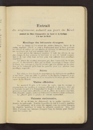 Extrait du règlement relatif au port de Kiel