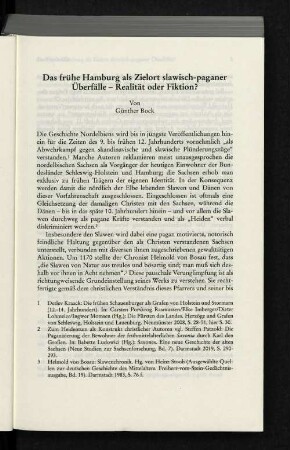 Das frühe Hamburg als Zielort slawisch-paganer Überfälle - Realität oder Fiktion?