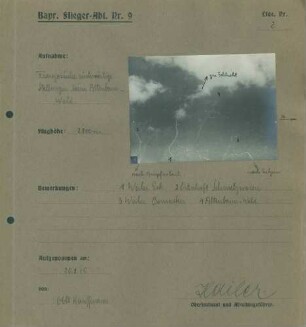 Foto französischer rückwärtiger Stellungen beim Altenbann-Wald (Luftbild)