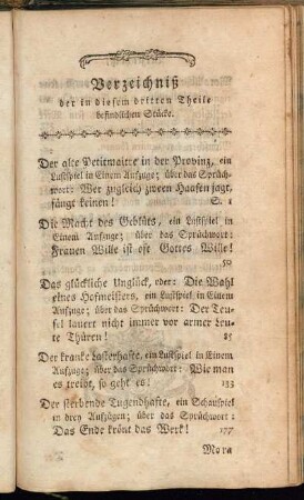 Verzeichniß der in diesem dritten Theile befindlichen Stücke.