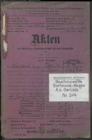 Landfriedensbruch (Plünderungen in Dortmund am 02.07.1919) Nimmert, Franz