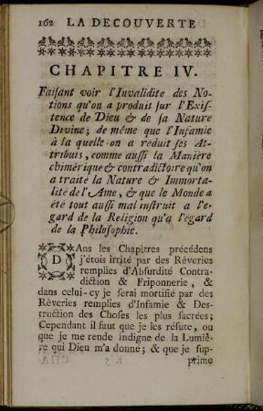 Chapitre IV. Faisant voir l'Invalidité des Notions qu'on a produit sur l'Existence de Dieu ...