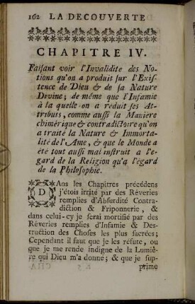 Chapitre IV. Faisant voir l'Invalidité des Notions qu'on a produit sur l'Existence de Dieu ...