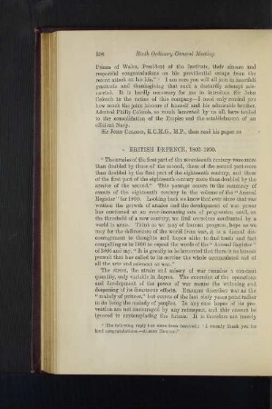 British Defence, 1800-1900. Sir John C. R. Colomb, K.C.M.G., M.P.