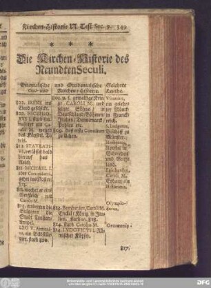 Die Kirchen-Historie des Neundten Seculi.