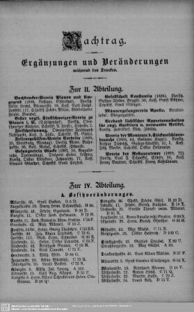Nachtrag. Ergänzungen und Veränderungen während des Druckes