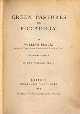 Green pastures and Piccadilly, 1