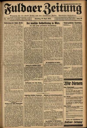 Erste Ausgabe vom Sonntag, den 10. September 1933.