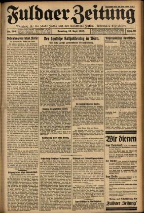 Erste Ausgabe vom Sonntag, den 10. September 1933.