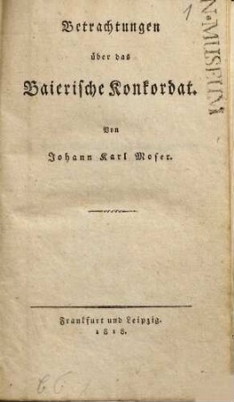 Betrachtungen über das Baierische Konkordat