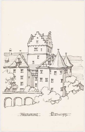 Meersburg: Perspektivische Ansicht der Burg