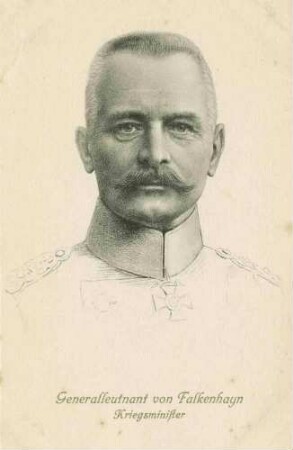 Erich Georg Anton Sebastian von Falkenhayn, Generalleutnant, preuss. Kriegsminister in Uniform mit Orden, Brustbild
