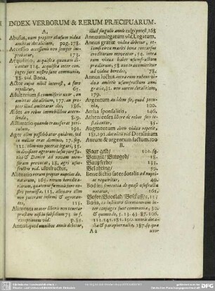 Index Verborum & Rerum Praecipuarum