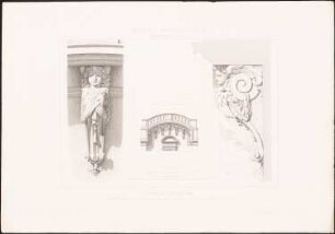 Eglise St. Germain des Près, Paris: Ansichten Details (aus: Motifs historiques d´architecture et de sculpture d´ornement, hrsg.v. César Daly, Bd.1, 1870)