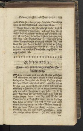 Zwölftes Kapitel. Form einer zusammenhängenden Gesindespeisung.
