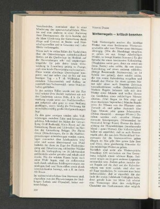 Wetterregeln - kritisch besehen
