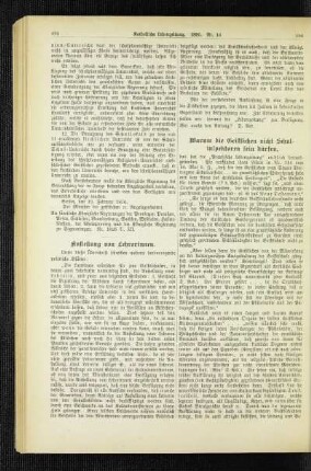 Warum die Geistlichen nicht Schulinspektoren sein dürfen