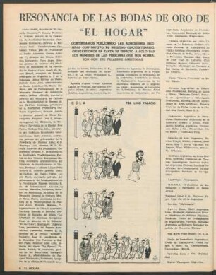 Resonancia de las bodas de oro de "El Hogar"
