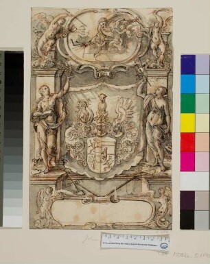 Entwurf für ein Widmungsblatt mit dem Wappen des Grafen Ludwig II. zu Nassau
