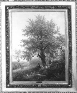 Unterm Lindenbaum : Leonhardi, Eduard: Unterm Lindenbaum. 1900. Öl auf Holz; 100 x 75 cm. Dresden-Loschwitz: Leonhardi-Museum LM 1997/30