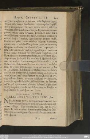 Epistola XXXII. Melchiori Veltwyckio, suo.