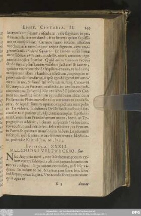 Epistola XXXII. Melchiori Veltwyckio, suo.