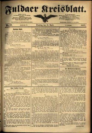 Ausgabe vom Dienstag, den 16. April 1907.