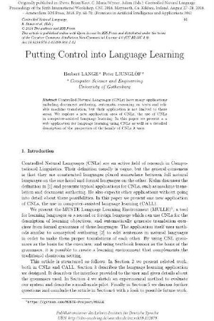 Putting control into language learning