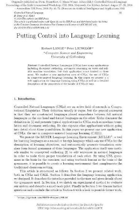 Putting control into language learning