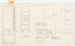 Herrenhaus Hohenborn bei Kassel Umbau: Wäscheschrank: Grundriss, Ansicht, Schnitt 1:10, Detail Schnitte 1:1