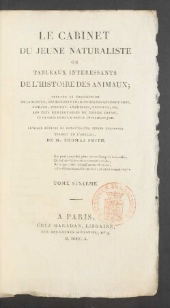 T. 6: Cabinet du jeune naturaliste ou tableaux intéressants de l'histoire des animaux