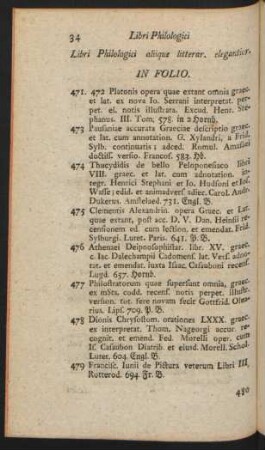 Libri Philologici aliique litterar. elegantior.