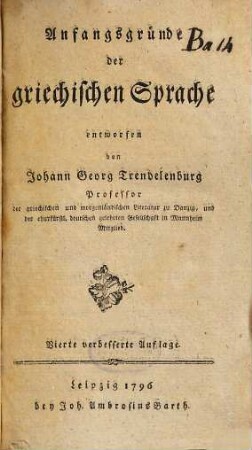 Anfangsgründe der griechischen Sprache