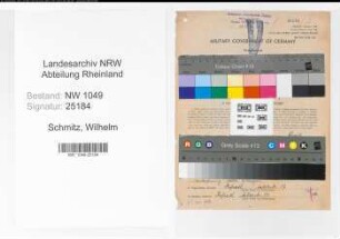 Entnazifizierung Wilhelm Schmitz , geb. 21.11.1889 (Angestellter)