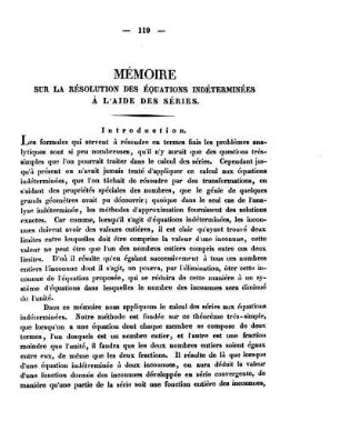 Mémoire Sur La Résolution Des Èquations Indéterminées À L'Aide des Séries.