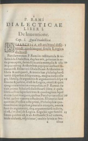 Petri Rami Dialecticae Liber I. De Inventione.