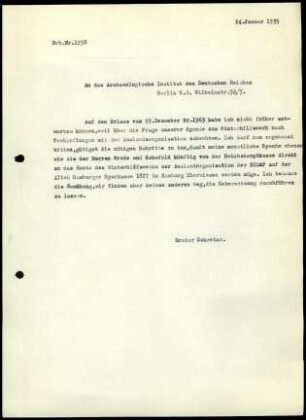 G. Karo an DAI Zentrale